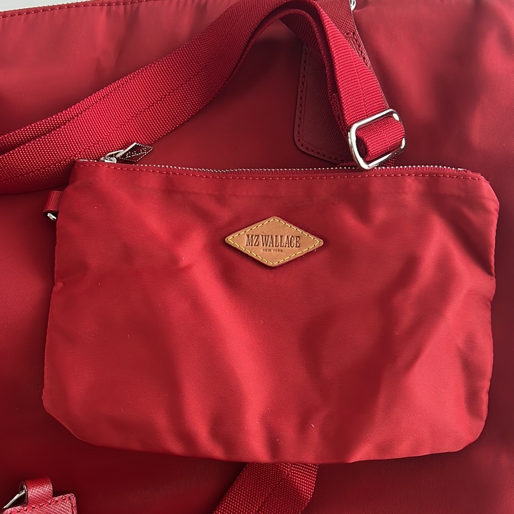 MZ Wallace Chelsea Red Tote With Pouch And Crossbody Strap - Picture 8 of 16